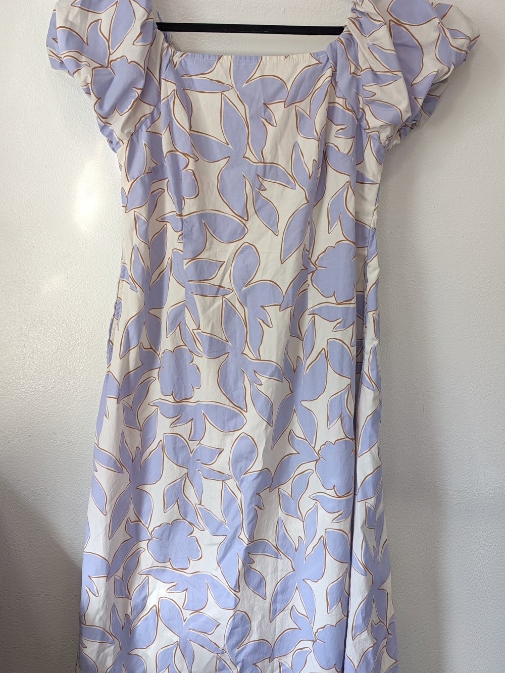 a new day Lavender and Cream Floral Puff-Sleeve Dress